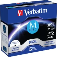 Photo de Lot de 5 Blu-Ray XL 4x Verbatim MDISC 100Go imprimable