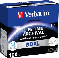 Photo de Lot de 5 Blu-Ray XL 4x Verbatim MDISC 100Go imprimable