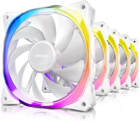 Photo de Lot de 5 Ventilateurs de boitier Antec Fusion RGB - 12cm (Blanc)