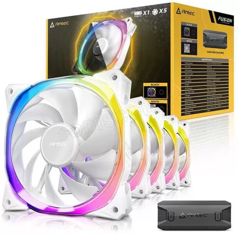 Photo de Lot de 5 Ventilateurs de boitier Antec Fusion RGB - 12cm (Blanc)