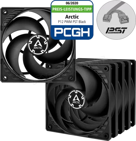 Photo de Lot de 5 Ventilateurs de boitier Arctic P12 PST - 12cm (Noir)