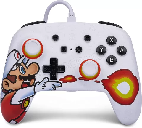 Photo de Manette de jeu filaire PowerA Enhanced Mario Fireball pour Nintendo Switch (Blanc)