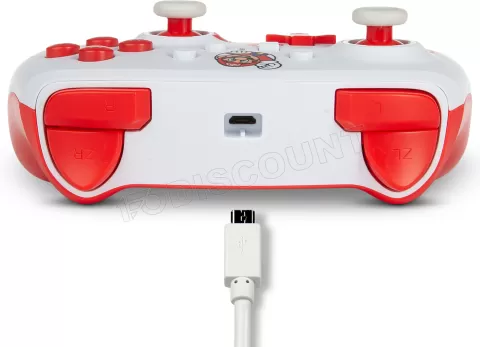 Photo de Manette de jeu filaire PowerA Enhanced Mario pour Nintendo Switch (Blanc/Rouge)