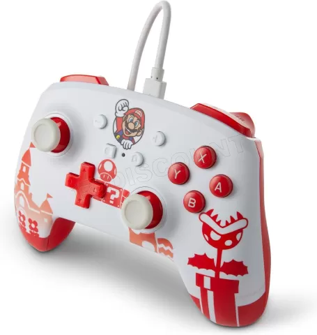 Photo de Manette de jeu filaire PowerA Enhanced Mario pour Nintendo Switch (Blanc/Rouge)