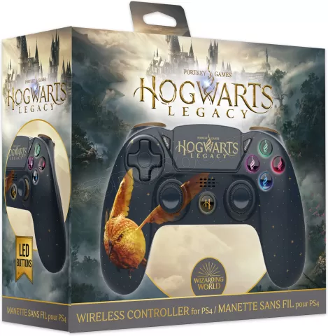 Photo de Manette de jeu sans fil Freaks and Geeks Hogwarts Legacy pour PS4 (Bleu/Or)