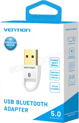 Photo de Mini Adaptateur Vention USB BlueTooth 5.0 (Blanc)