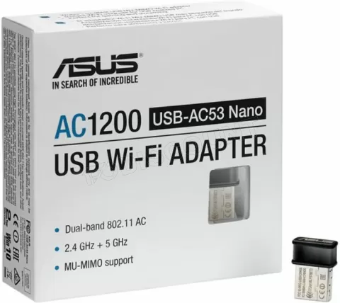 Photo de Mini Carte Réseau USB WiFi Asus USB-AC53 Nano (AC1200)