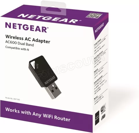 Photo de Mini Carte Réseau USB WiFi Netgear A6100 (AC600)