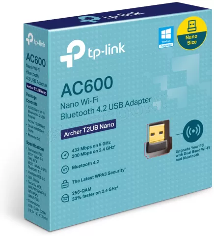 Photo de Mini Carte Réseau USB WiFi TP-Link Archer T2UB Nano (AC600)