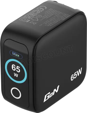 Photo de Mini chargeur secteur Verbatim avec écran x2 USB C + x1 USB A 65w (Noir)