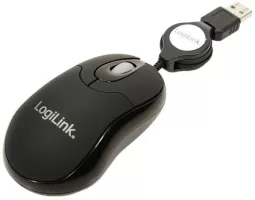 Photo de Mini Souris filaire pour portable (rétractable) LogiLink (Noir)