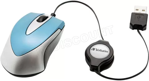 Photo de Mini Souris filaire (rétractable) Verbatim Go Mini (Bleu)