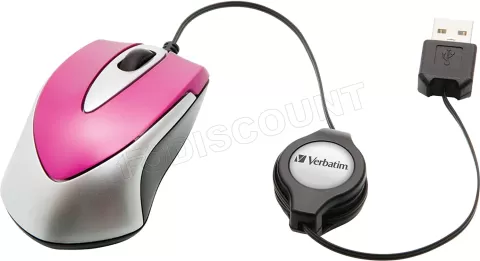 Photo de Mini Souris filaire (rétractable) Verbatim Go Mini (Rose)