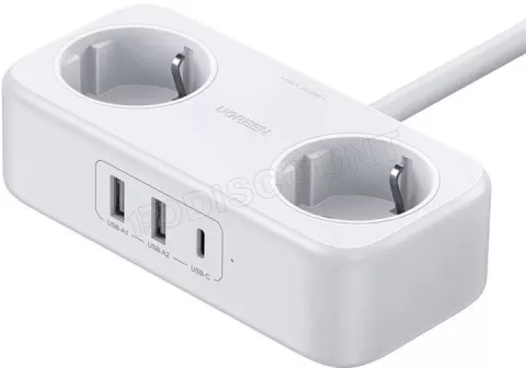 Photo de Multiprise 2 prises uGreen + 3xUSB 100W (Blanc)