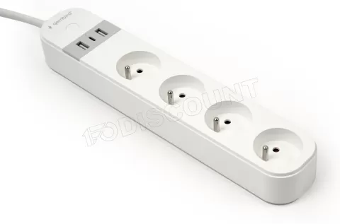 Photo de Multiprise 4 prises Gembird 1,5m + 3x USB (Blanc)