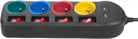 Photo de Multiprise 4 prises Maclean MCE229 + Interrupteur 1,50m Noir (Coloris variés)