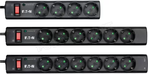 Photo de Multiprise Surtension Eaton Protection Strip PS6D 6 prises (Noir)