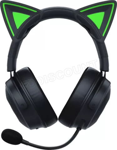 Photo de Oreilles de Chat clippables pour casque Razer Kitty Ears V2 (Noir/Vert)