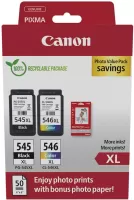 Photo de Pack 2 cartouches d'encre Canon PG-545XL/CL-546XL (+ 50 Feuilles 10x15cm)