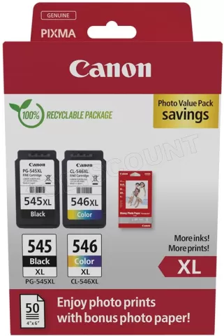 Photo de Pack 2 cartouches d'encre Canon PG-545XL/CL-546XL (+ 50 Feuilles 10x15cm)