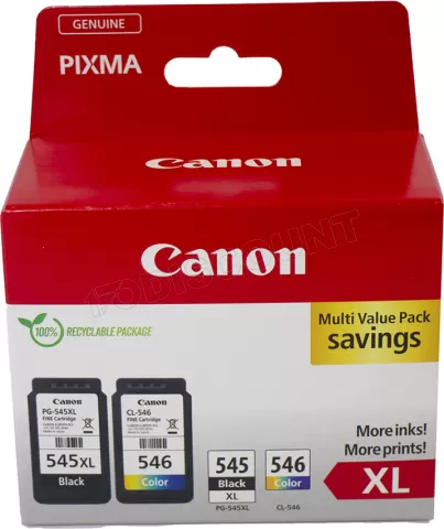 Photo de Pack 2 cartouches d'encre Canon Pixma PG-545XL/CL-546 (Noir + Couleurs)