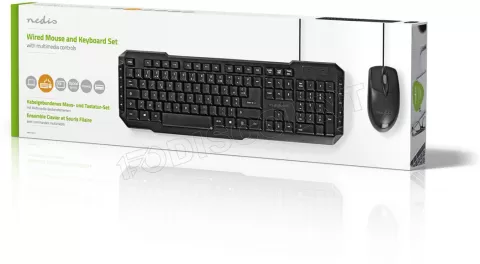 Photo de Pack 2en1 (Clavier/Souris) Nedis KBMC100BKFR (Noir)