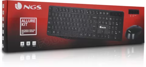 Photo de Pack 2en1 (Clavier/Souris) sans fil NGS Allure QWERTY Espagnol (Noir)