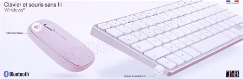 Photo de Pack 2en1 (Clavier/Souris) sans fil T'nB iClick (Rose)