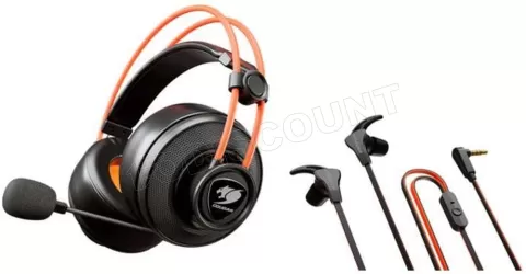 Photo de Pack 2en1 (Ecouteurs/Casque) Gamer filaire Cougar Immersa Ti Ex (Noir/Orange)