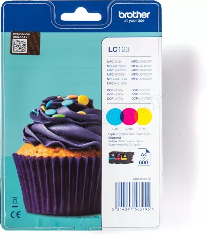 Photo de Pack 3 cartouches d'encre Brother LC-123 (Couleurs)