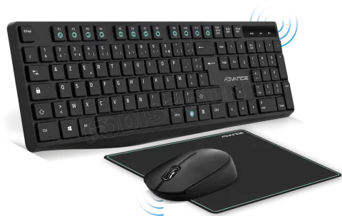 Photo de Pack 3en1 (Clavier/Souris/Tapis) sans fil Advance Elite (Noir)