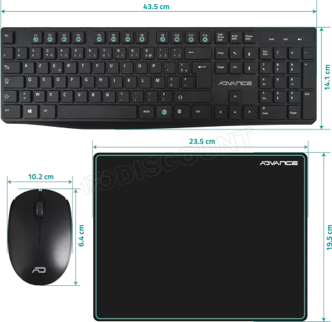 Photo de Pack 3en1 (Clavier/Souris/Tapis) sans fil Advance Elite (Noir)