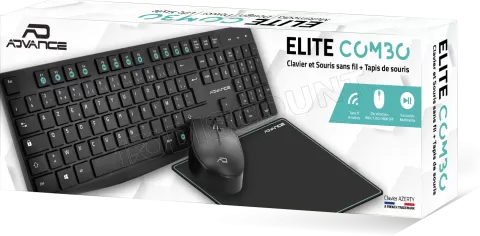 Photo de Pack 3en1 (Clavier/Souris/Tapis) sans fil Advance Elite (Noir)