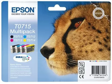 Photo de Pack 4 cartouches d'encre Epson Guepard  T0715