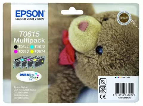 Photo de Pack 4 cartouches d'encre Epson Ourson T0615