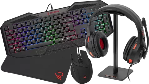 Photo de Pack 5en1 (Clavier/Souris/Casque/Support/Tapis) Raiden RGB (Noir)