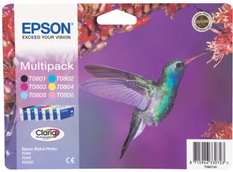 Photo de Pack 6 cartouches d'encre Epson Colibri T0807