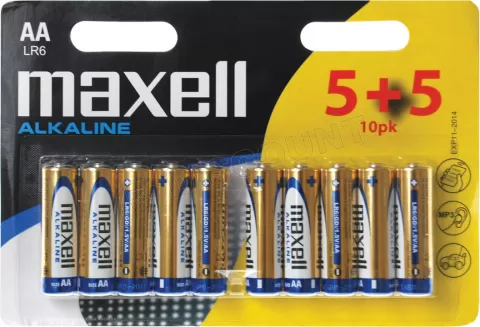 Photo de Pack de 10 piles Alcaline Maxell AA 1,5V (R06)