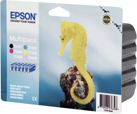 Photo de Pack de 6 Cartouches d'encre Epson Hippocampe T0487 (Noir + Couleurs)