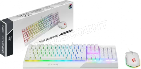 Photo de Pack Gamer 2en1 (Clavier/Souris) MSI Vigor GK30 Combo RGB (Blanc)