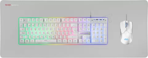 Photo de Pack Gamer 3en1 (Clavier/Souris/Tapis) Mars Gaming MCPX RGB (Blanc)