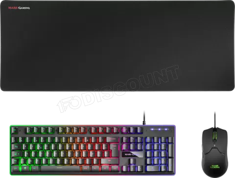 Photo de Pack Gamer 3en1 (Clavier/Souris/Tapis) Mars Gaming MCPX RGB (Noir)