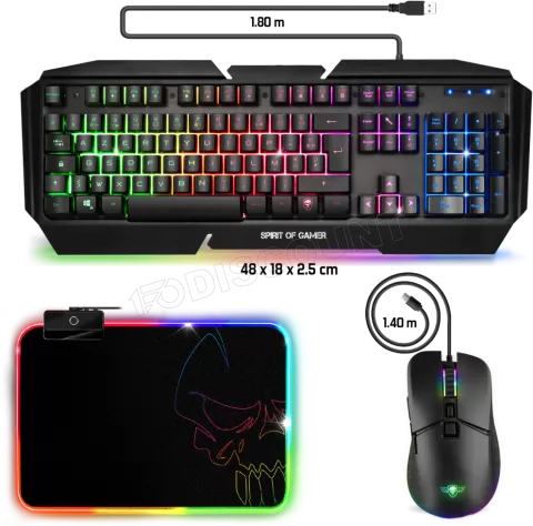 Photo de Pack Gamer 3en1 (Clavier/Souris/Tapis) Spirit of Gamer Ultimate 500 RGB (Noir)