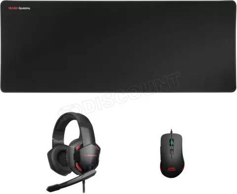 Photo de Pack Gamer 3en1 (Souris/Casque/Tapis) Mars Gaming MCP-Pro (Noir)