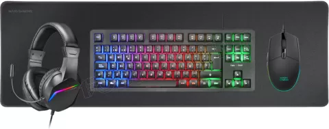 Photo de Pack Gamer 4en1 (Clavier/Souris/Casque/Tapis) Mars Gaming MCP-RGB3 (Noir)