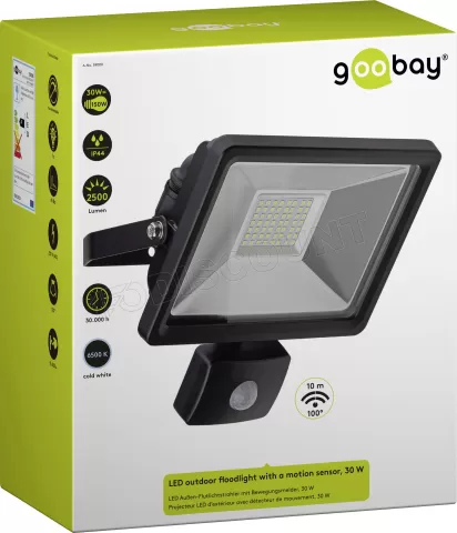 Photo de Projecteur LED extérieur Goobay 30W 2500lm avec détecteur de mouvement (Noir)