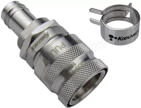 Photo de Raccord à fixation rapide Koolance QD3 FS10-P No-Spill femelle sur tube 10mm (Argent)