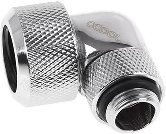 Photo de Raccord rotatif coudé à compression pour Tube Ø16mm - G1/4 Alphacool Eiszapfen (Argent)