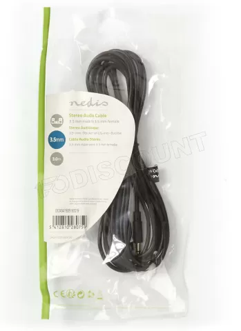 Photo de Rallonge Câble Jack 3,5mm Nedis M/F 3m (Noir)