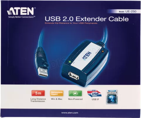 Photo de Rallonge USB 2.0 Aten - 5m M/F (Noir)